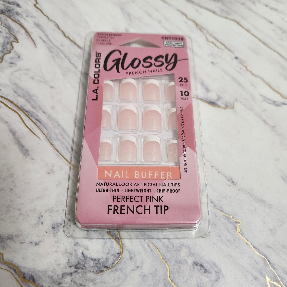 🆕️⬇️L.A. Colors Glossy Perfect Pink French Tip Artificial Nails